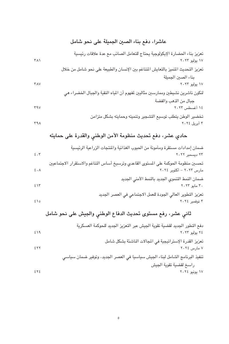 عنوان الكتاب: «شي جين بينغ حول الحكم والإدارة» (المجلد الخامس) 《习近平谈治国理政》第五卷（阿拉伯文）（精装）